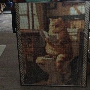Cat Reading on Toilet Art Print